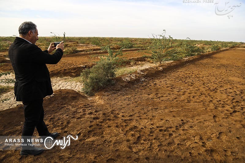 گزارش تصویری / بازدید وزیر جهاد کشاورزی از روند احیای تالاب منصوره و کانال آبرسانی به کانون های ریزگرد