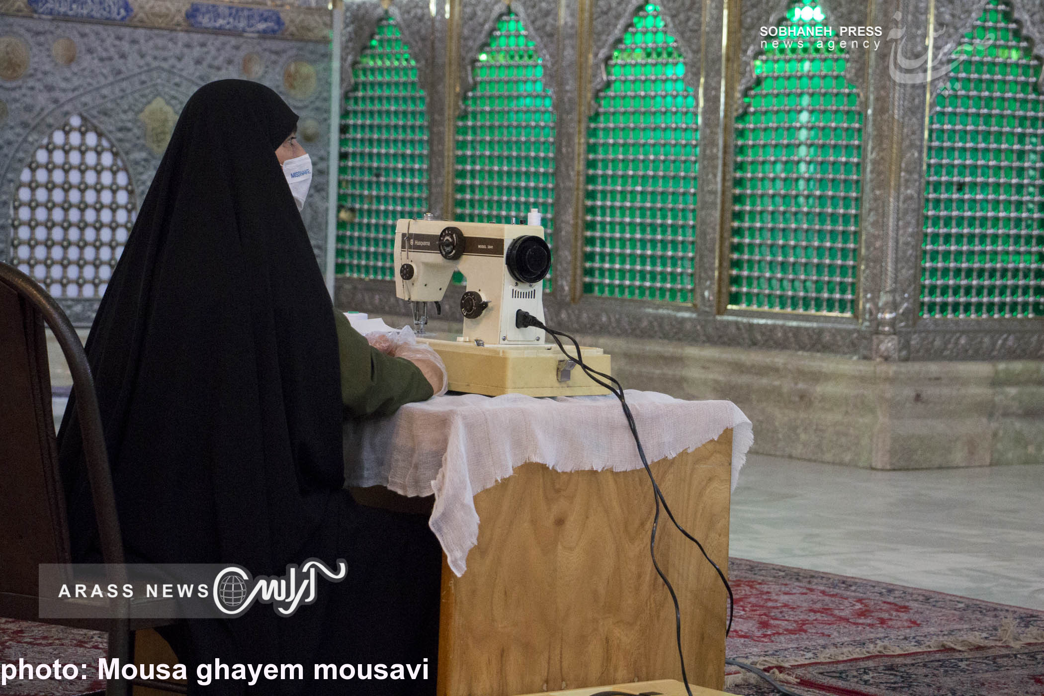 تولید ماسک در حرم مطهر علی ابن مهزیار اهوازی (ع)