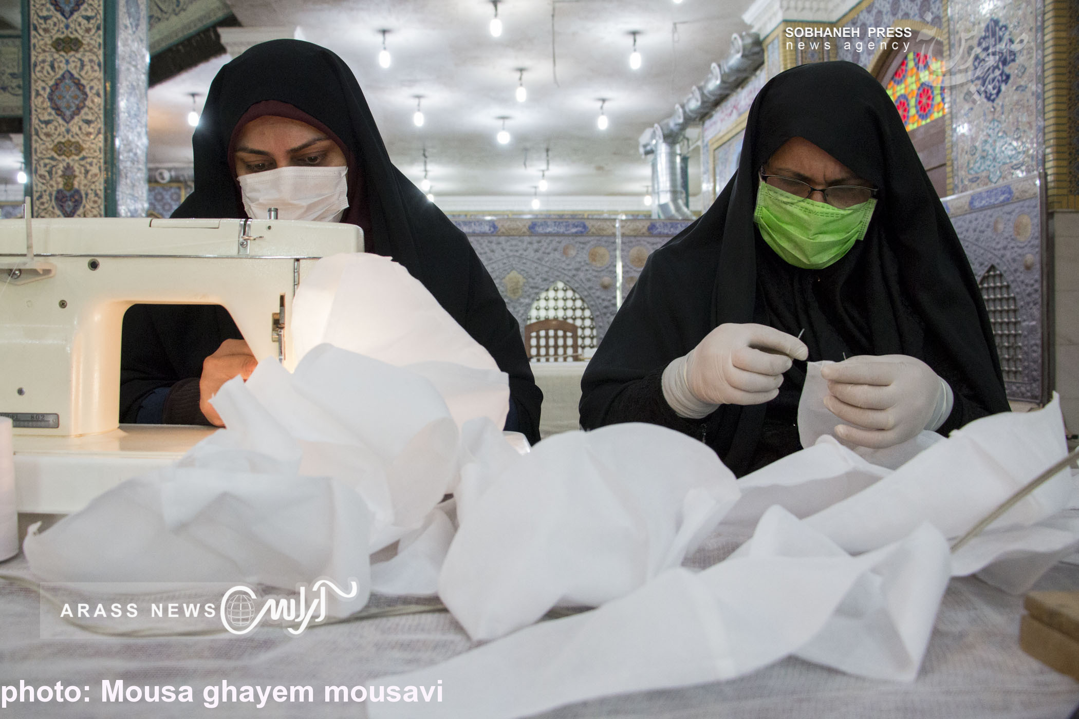 تولید ماسک در حرم مطهر علی ابن مهزیار اهوازی (ع)