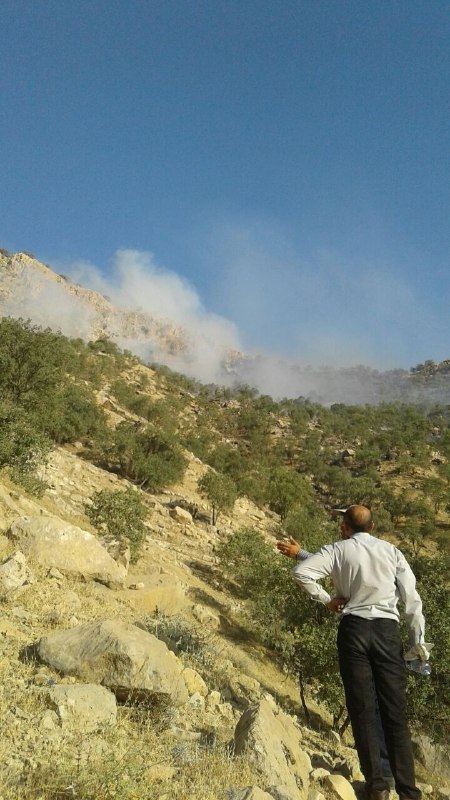 آتش سوزی در جنگلهای کوههای مشرف بر منطقه تشانِ بهبهان همچنان ادامه دارد