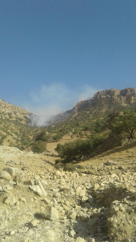 آتش سوزی در جنگلهای کوههای مشرف بر منطقه تشانِ بهبهان همچنان ادامه دارد