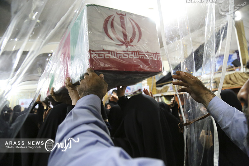 گزارش تصویری/  آیین وداع با دو شهید گمنام در اهواز