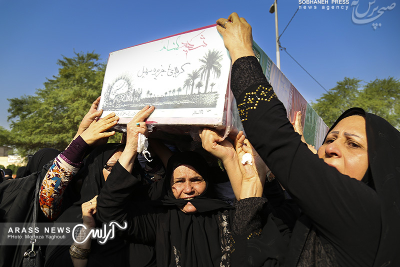 گزارش تصویری/ مراسم تشییع و تدفین دو شهید گمنام همزمان با شهادت امام جعفر صادق (ع) در اهواز