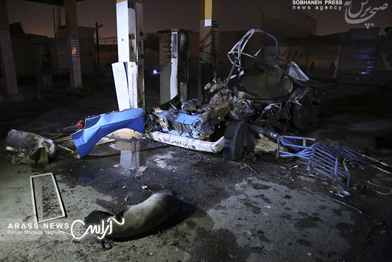گزارش تصویری/ حادثه انفجار در جايگاه  گاز اهواز